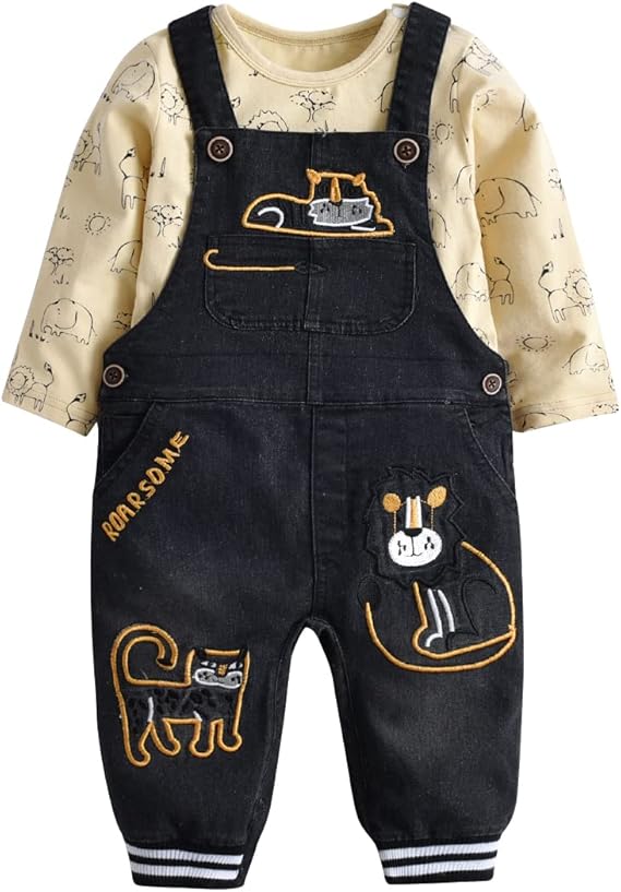 Cute Baby Boy Clothes Suit Toddler Boys' Striped long Sleeve T-Shirt+Denim Overalls Jumpsuit Pants Outfits Sets