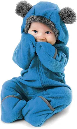 Baby Bunting Bodysuit with Hood, Convertible Mittens & Booties, Car Seat Friendly, Soft & Warm, Easy Zip