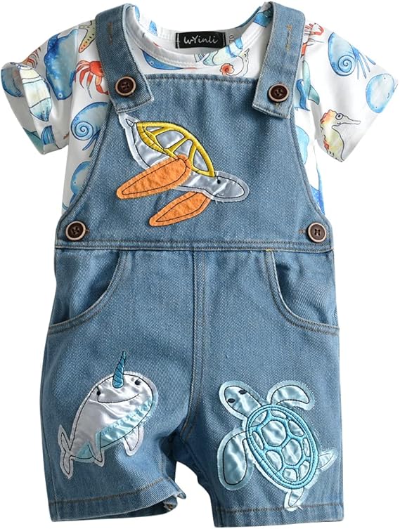 Cute Baby Boy Clothes Suit Toddler Boys' Striped long Sleeve T-Shirt+Denim Overalls Jumpsuit Pants Outfits Sets