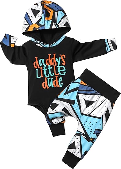 Markeishy Newborn Baby Boy Clothes Plaid Letter Print Long Sleeve Hoodies + Long Pants 2PCS Fall Winter Outfits Set