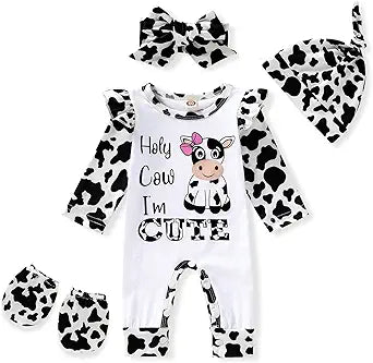 Newborn Baby Girl Romper Infant Letter Print Jumpsuit Floral Bodysuit+Hat+Headband+Gloves Coming Home Clothes Outfits