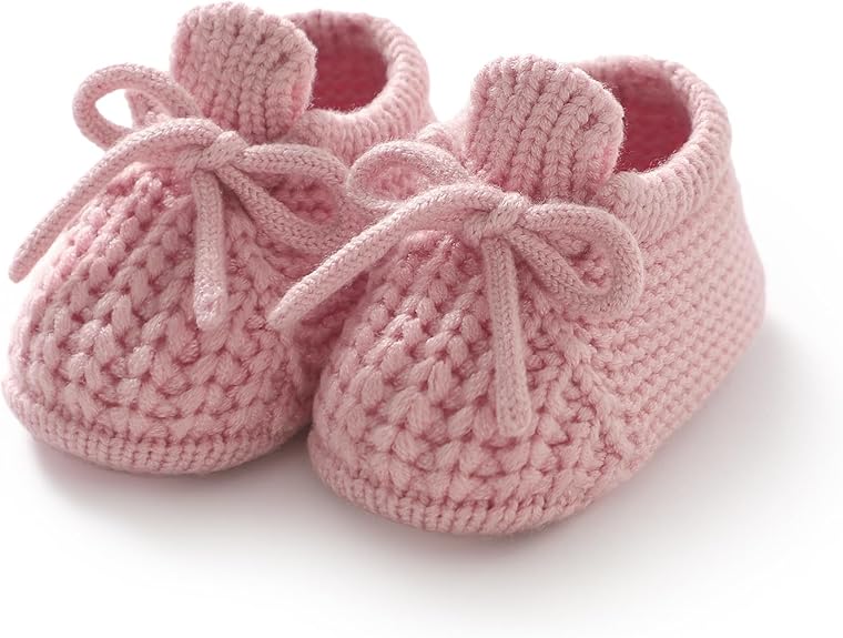 Markeishy Baby Booties Newborn Baby First Shoes Cozy Warm Knit Soft Booties for Toddler Infant Boy Girl