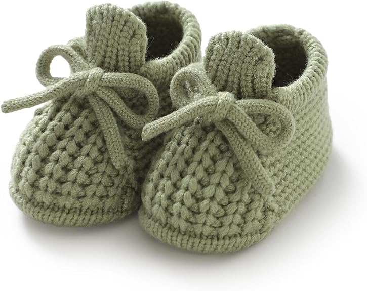 Markeishy Baby Booties Newborn Baby First Shoes Cozy Warm Knit Soft Booties for Toddler Infant Boy Girl