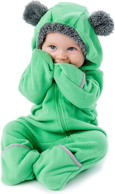 Baby Bunting Bodysuit with Hood, Convertible Mittens & Booties, Car Seat Friendly, Soft & Warm, Easy Zip