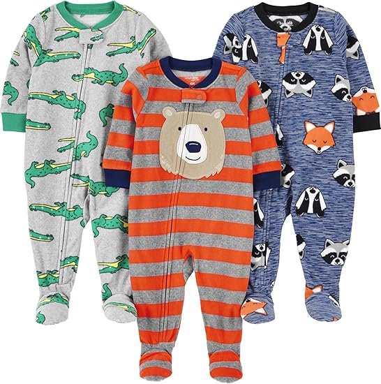 Baby-boys Loose-Fit Flame Resistant Fleece Footed Pajamas