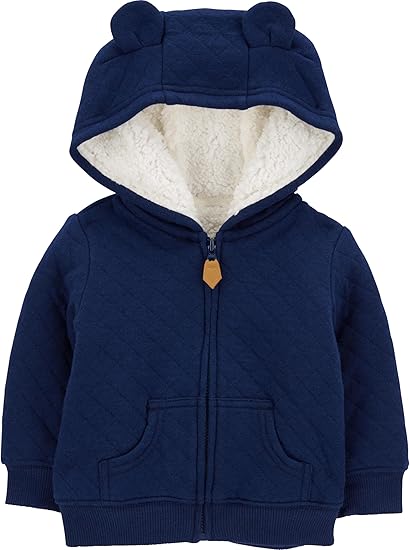 Baby Hooded Sweater Jacket with Sherpa Lining