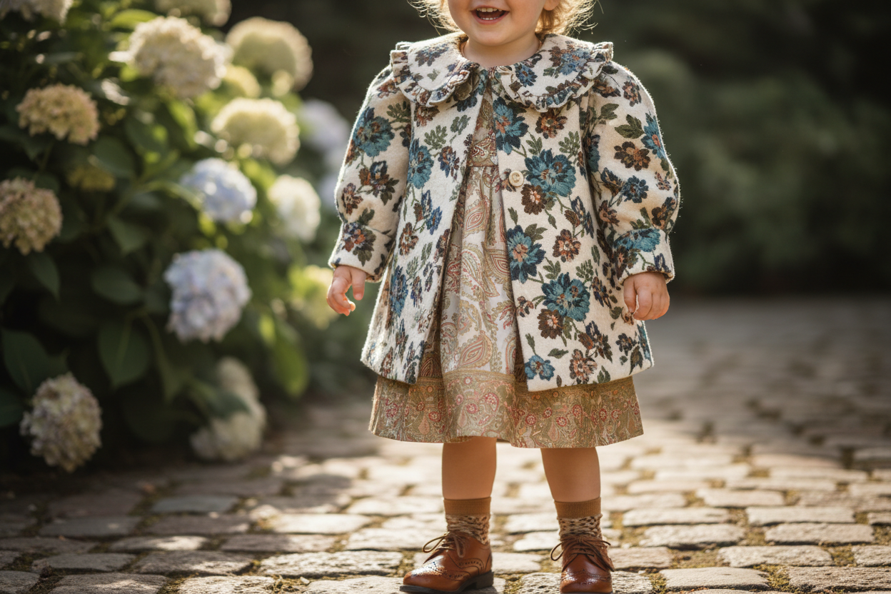 a kid with a nice cloth and shoe the design of the cloth should be beautiful and the image should be realistic